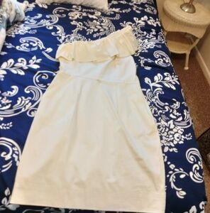 New Directions Cream One Shoulder Dress